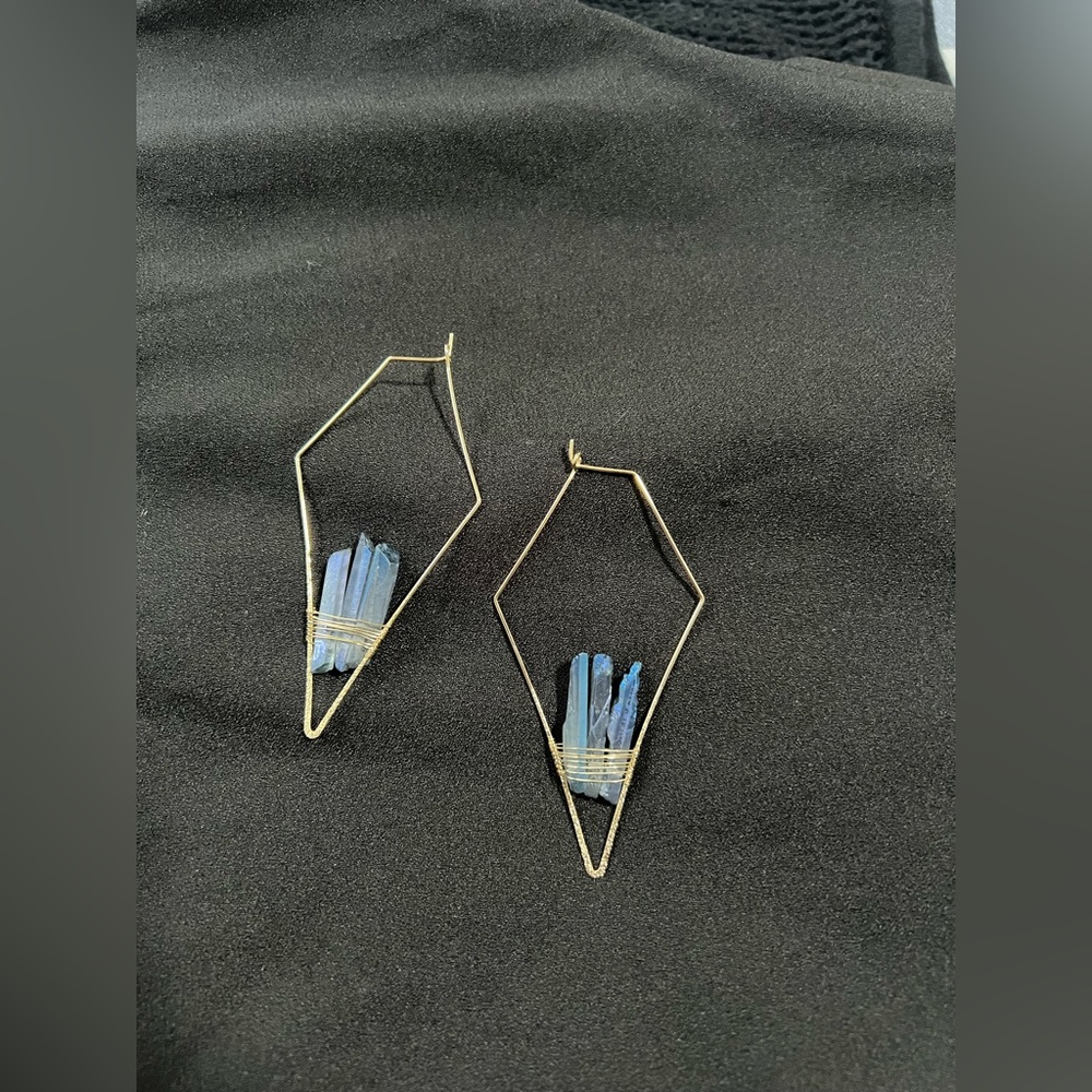 Gold Hoop Earrings for Women Geometric Crystals Dangle Minimalistic Jewelry